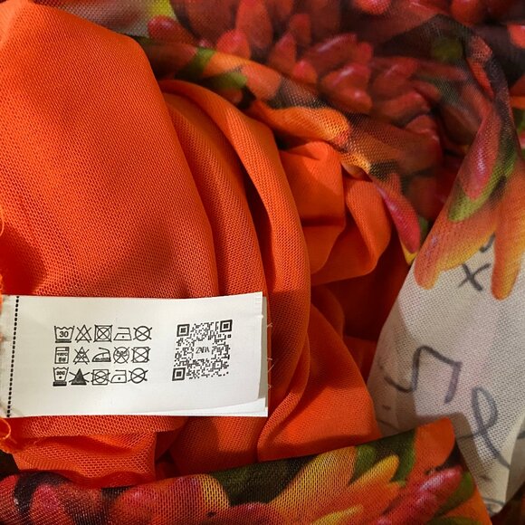 Zara Picante All Over Print Over The Shoulder Tulle Dress M - Picture 13 of 14